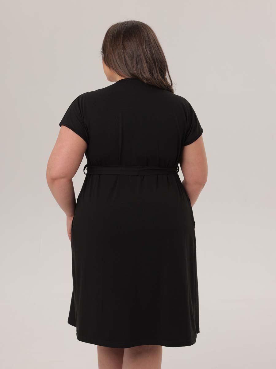 Халат больших размеров 08402 для беременных и кормящих черный