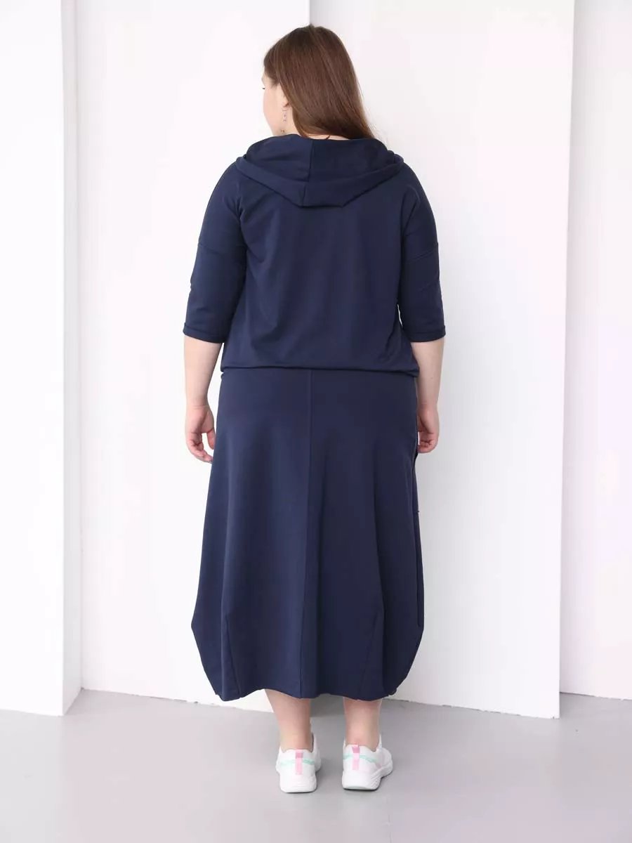 Платье для беременных длинное повседневное в офис plus size синий