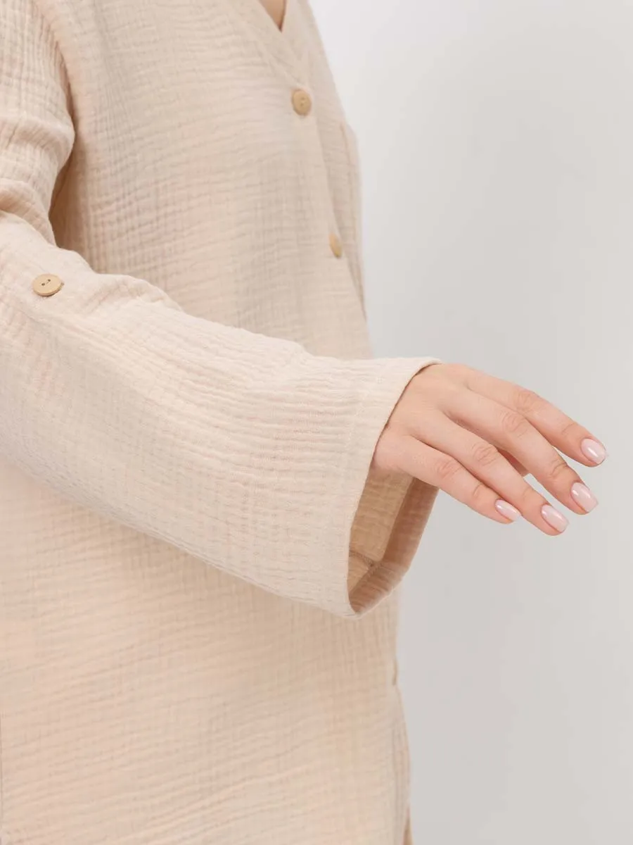 Рубашка для беременных туника муслиновая бежевый