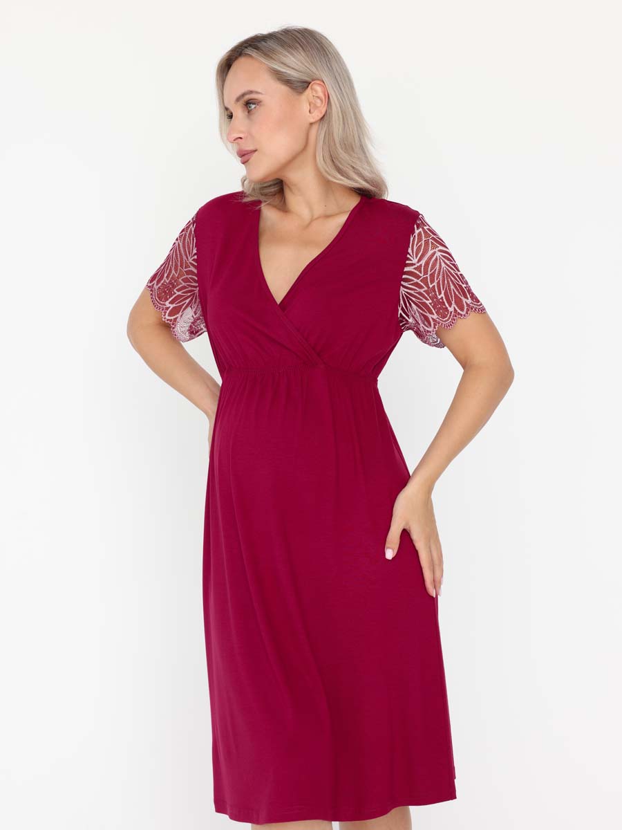 Сорочка ночная для беременных и кормления в роддом сливовый