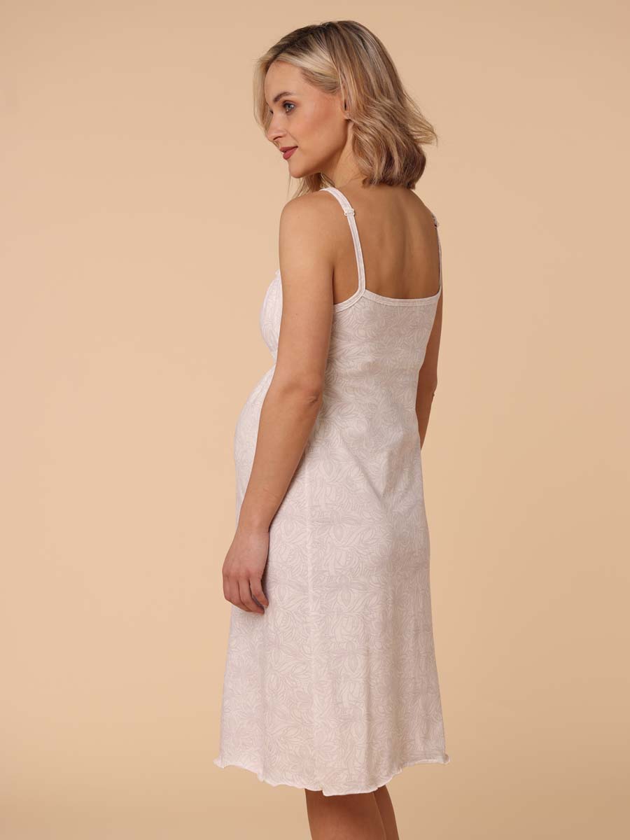 Костюм для беременных и кормления халат с сорочкой в роддом винный/молочный