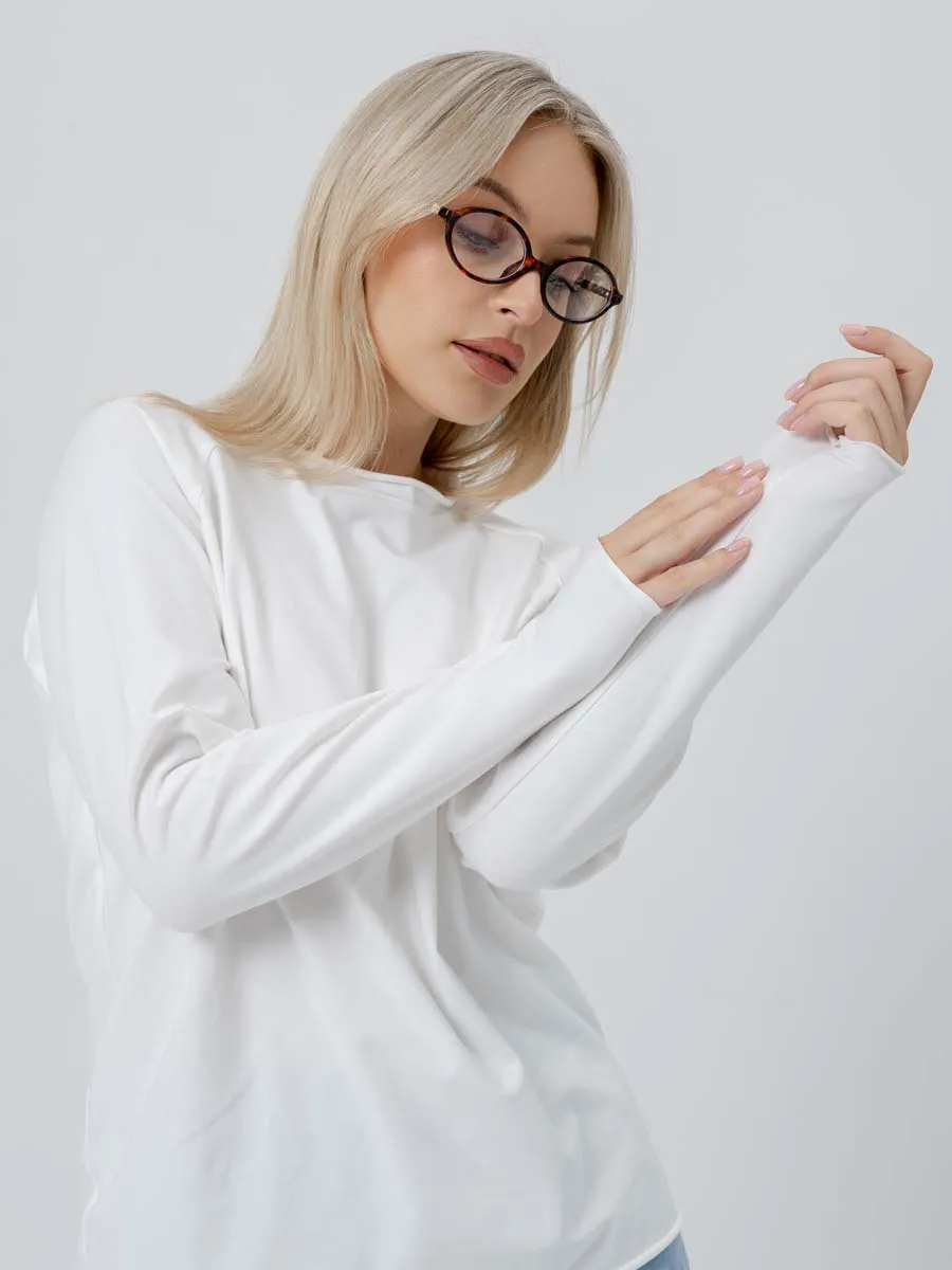 Лонгслив базовый с длинный рукавом джемпер хлопок молочный