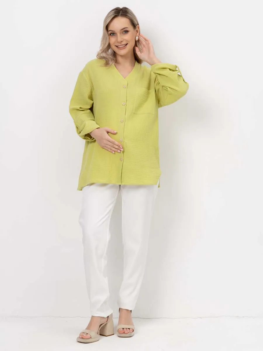Рубашка для беременных туника муслиновая лимонный