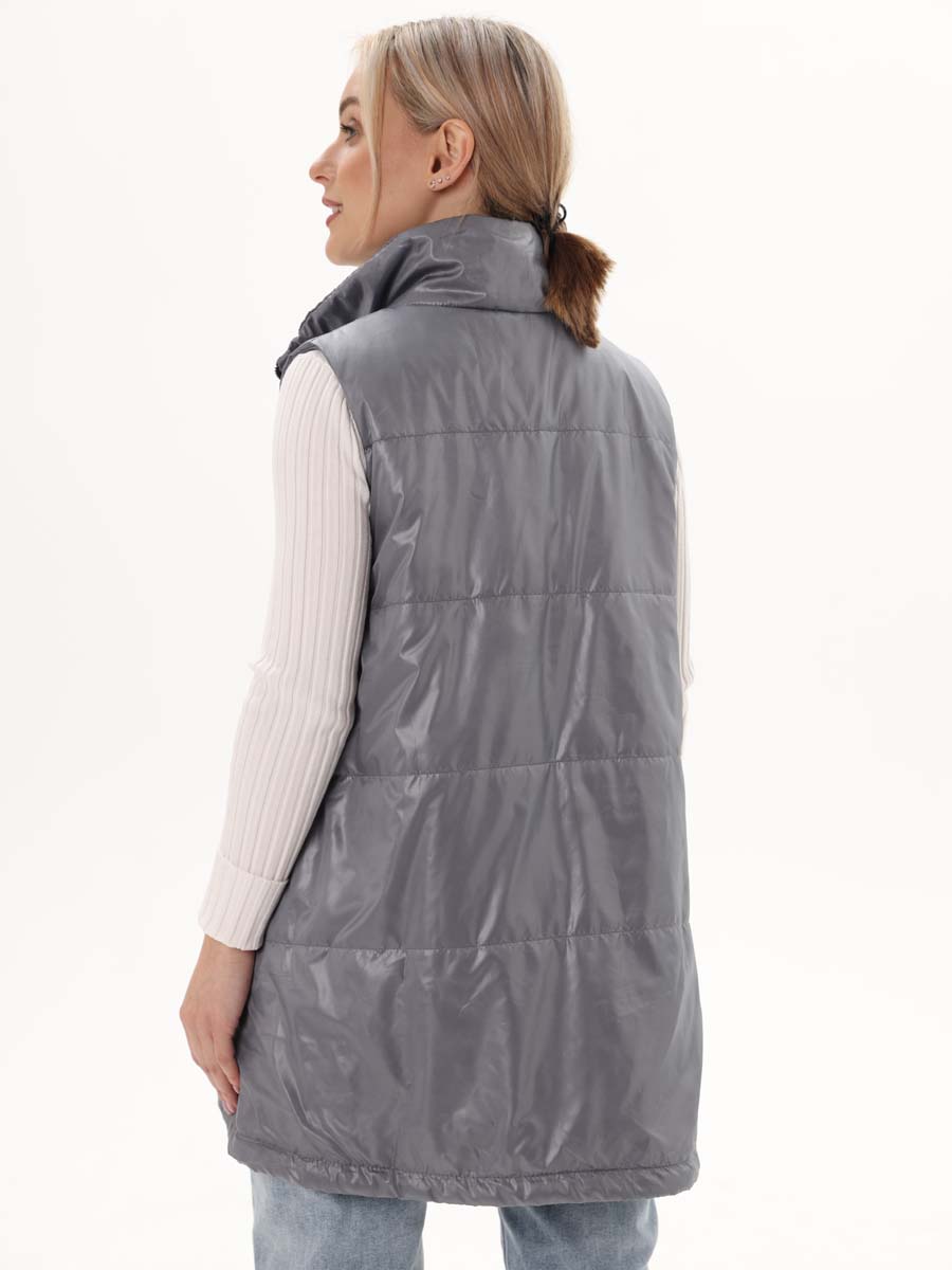 Жилет женский утепленный 65008 стеганый серый