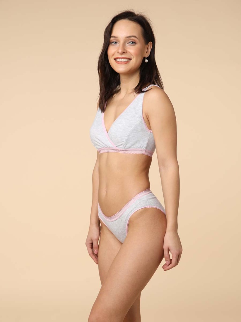  серый меланж/розовый