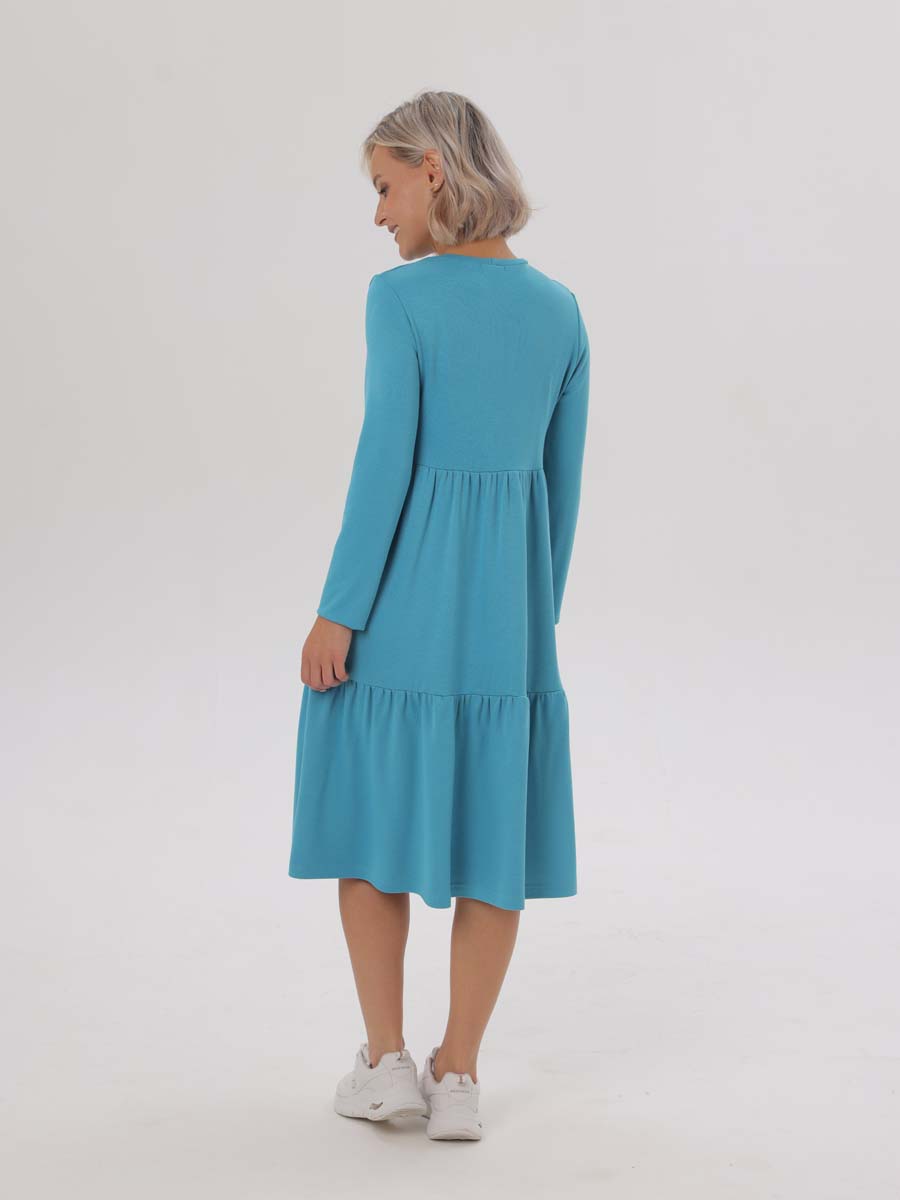 Платье женское для беременных и кормящих 66009 в офис бирюзовый