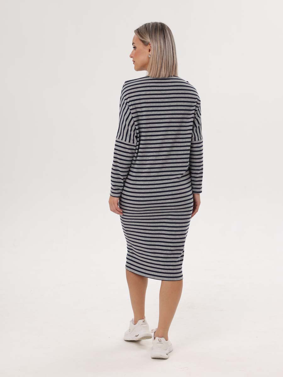  серый меланж/синий