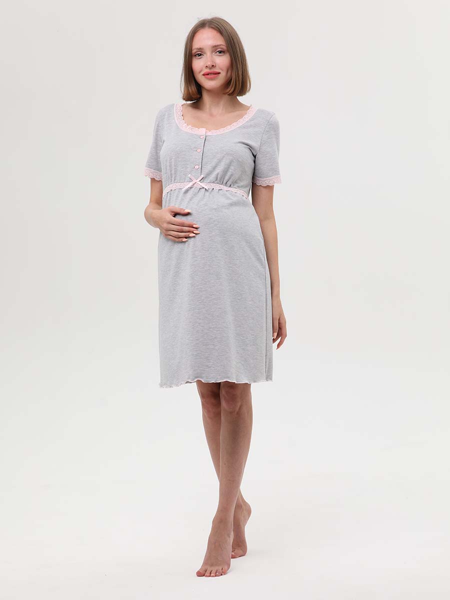  серый меланж/розовый