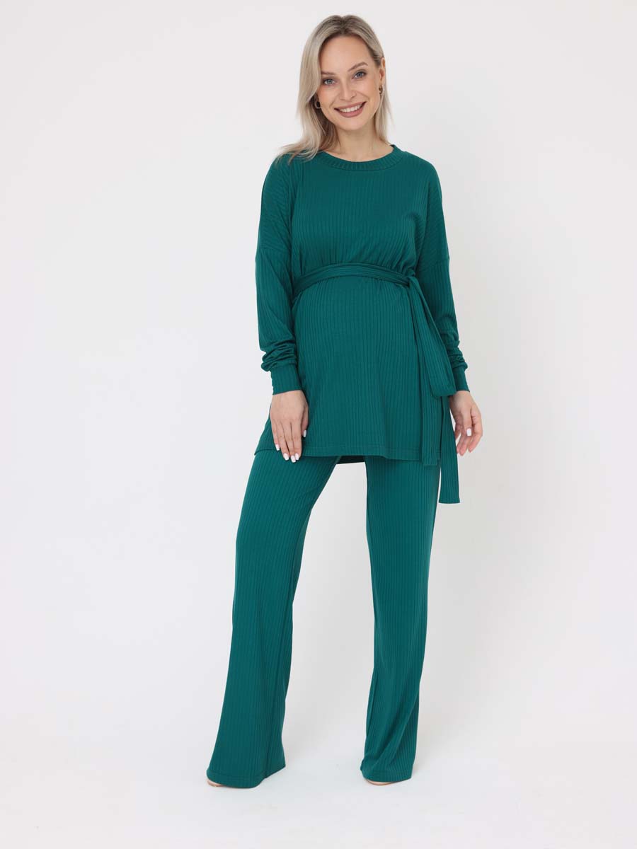 Костюм лапша для беременных туника и брюки 71532 изумрудный/зеленый