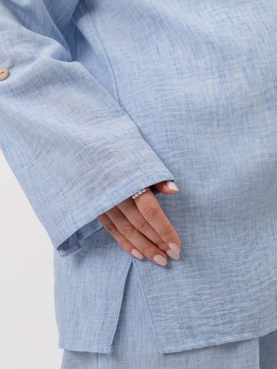 Костюм летний для беременных и кормящих туника брюки голубой