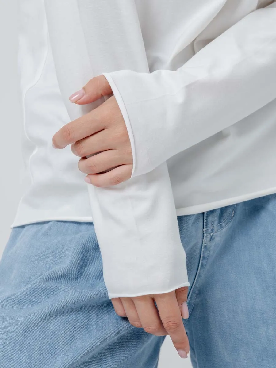 Лонгслив базовый с длинный рукавом джемпер хлопок молочный