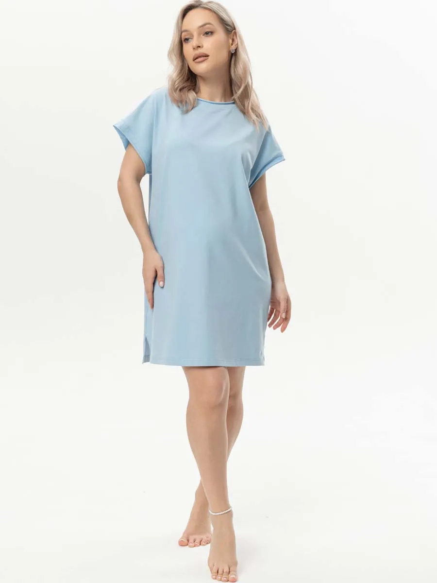 Домашнее платье сорочка голубой