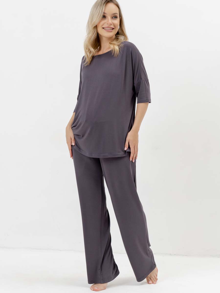 Костюм домашний с брюками и футболкой для беременных графитовый графитовый