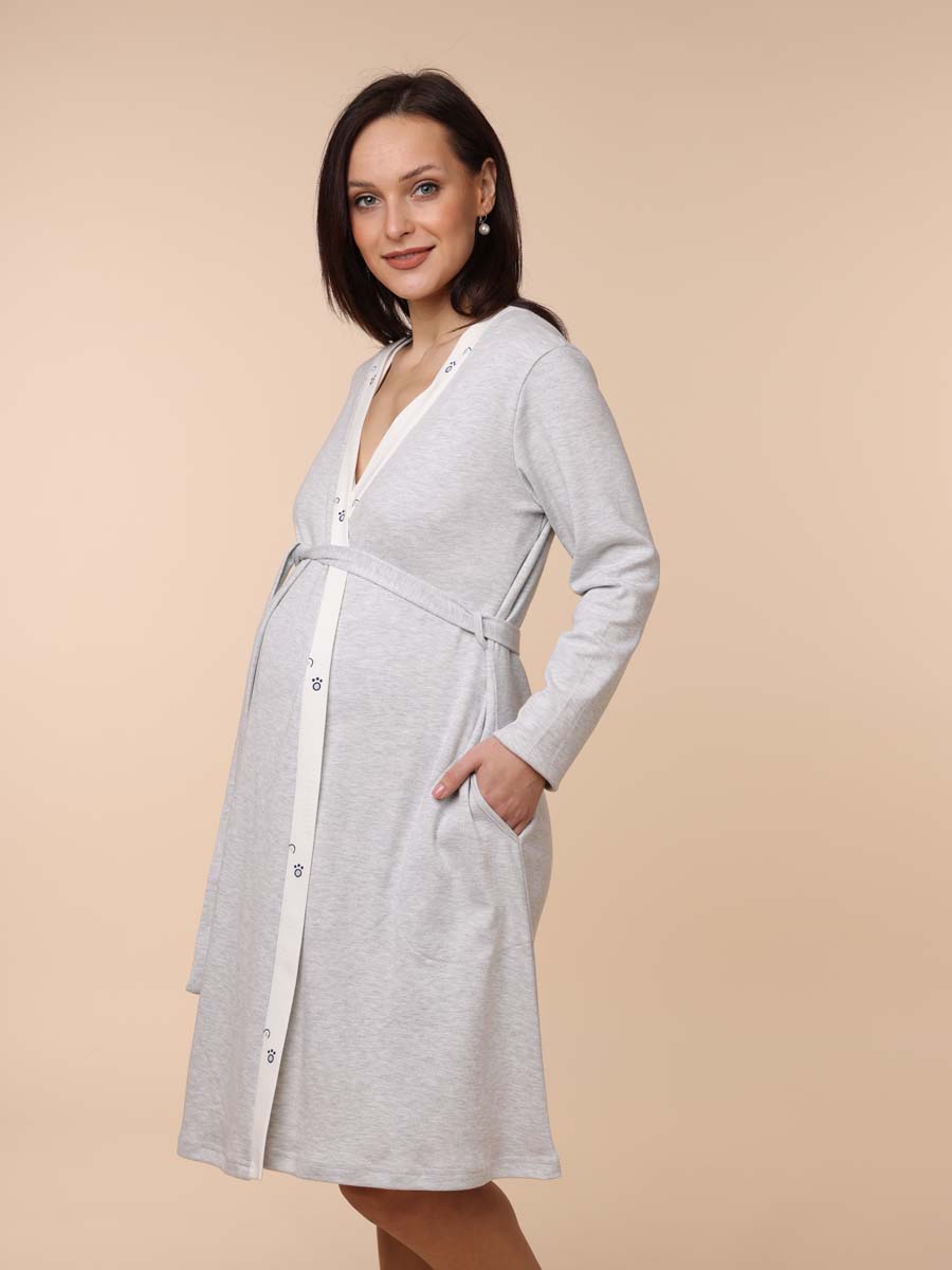 Комплект женский для беременных и кормящих 19230 серый_меланж/молочный серый_меланж/молочный
