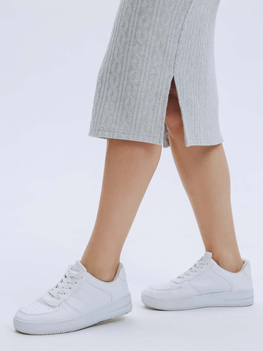 Платье вязаное для беременных и кормящих в офис 54504 серый