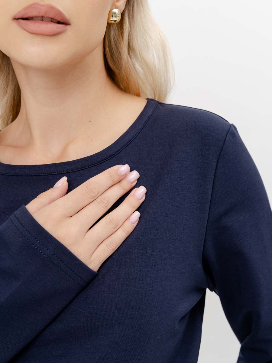 Лонгслив утепленный для будущих мам осень в офис 	синий