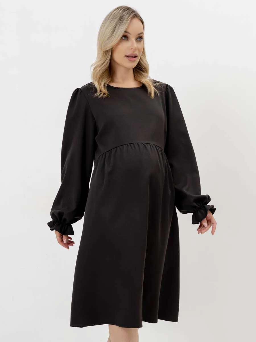 Платье для беременных с длинным рукавом в офис черный