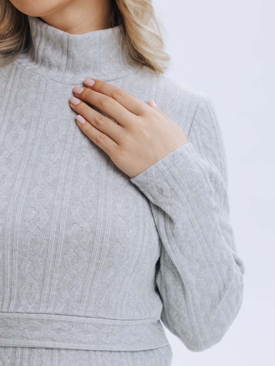 Платье вязаное для беременных и кормящих в офис 54504 серый