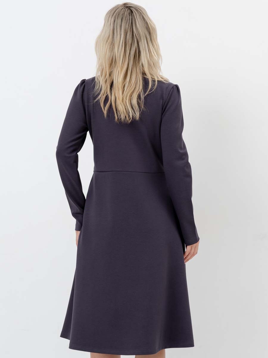 Платье для беременных и кормящих с длинным рукавом в офис антрацитовый