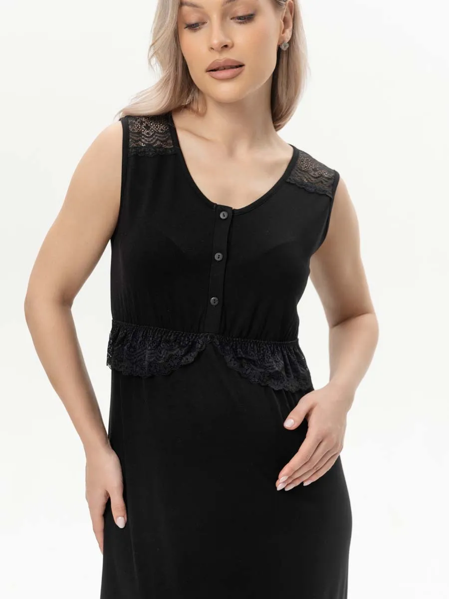 Ночная сорочка в роддом для беременных и кормления черный