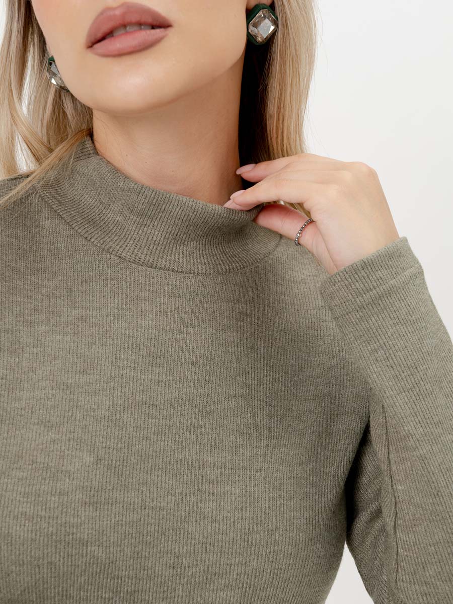 Платье для беременных с длинным рукавом осеннее в офис оливковый