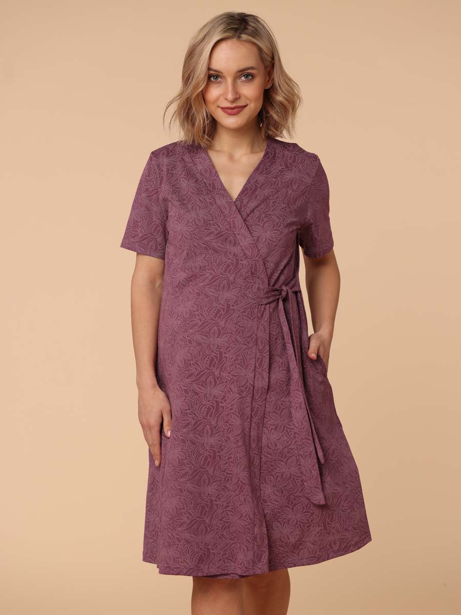 Костюм для беременных и кормления халат с сорочкой в роддом винный/молочный