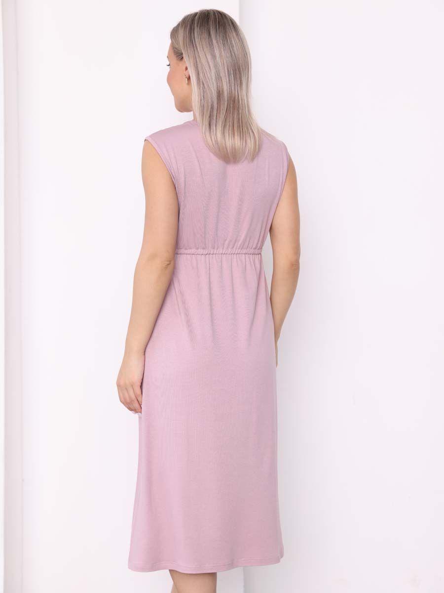 Сорочка ночная для беременных и кормления в роддом пудровый