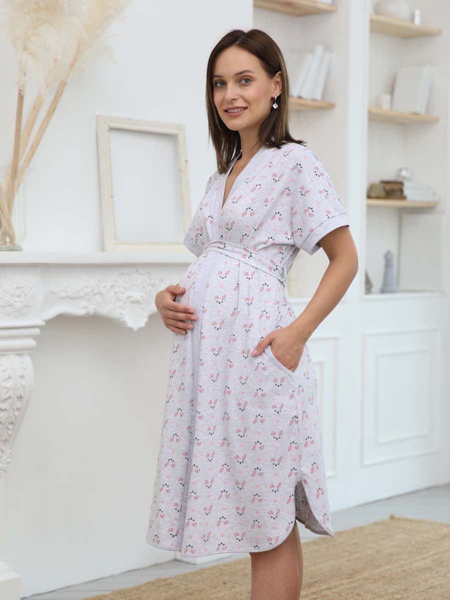  серый меланж/розовый