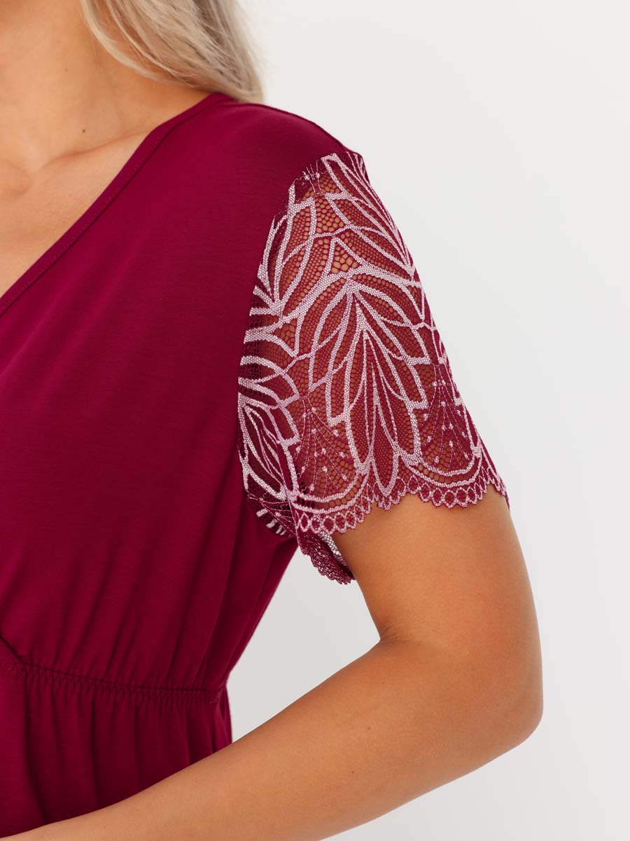 Сорочка ночная для беременных и кормления в роддом сливовый