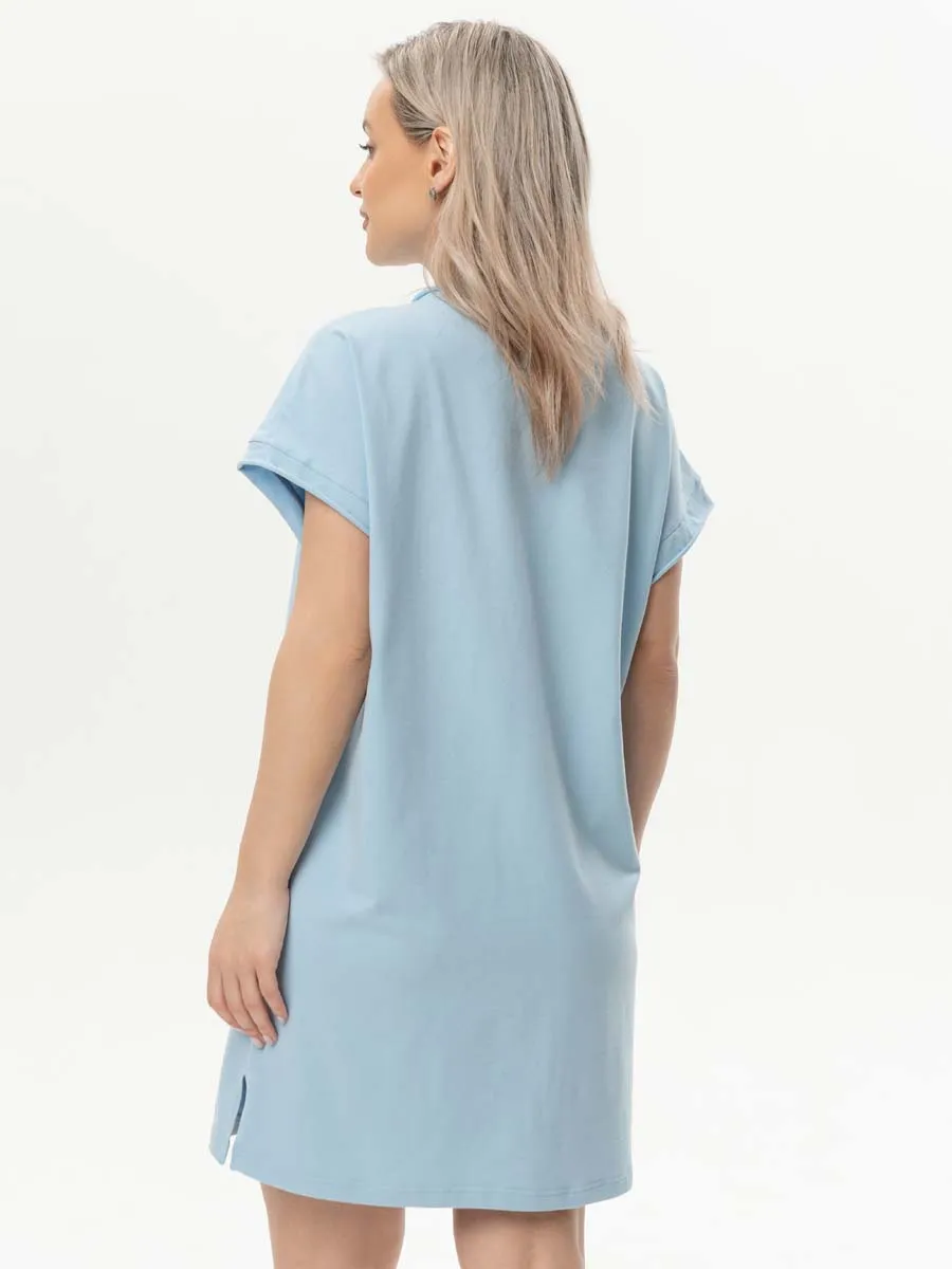 Домашнее платье сорочка голубой