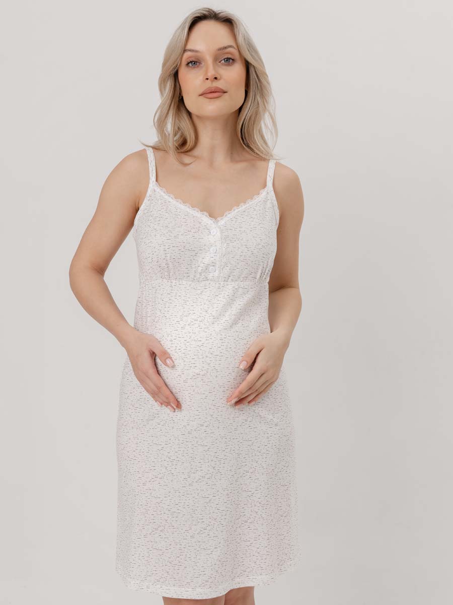 Комплект для беременных и кормящих 13920 халат с сорочкой коричневый/молочный