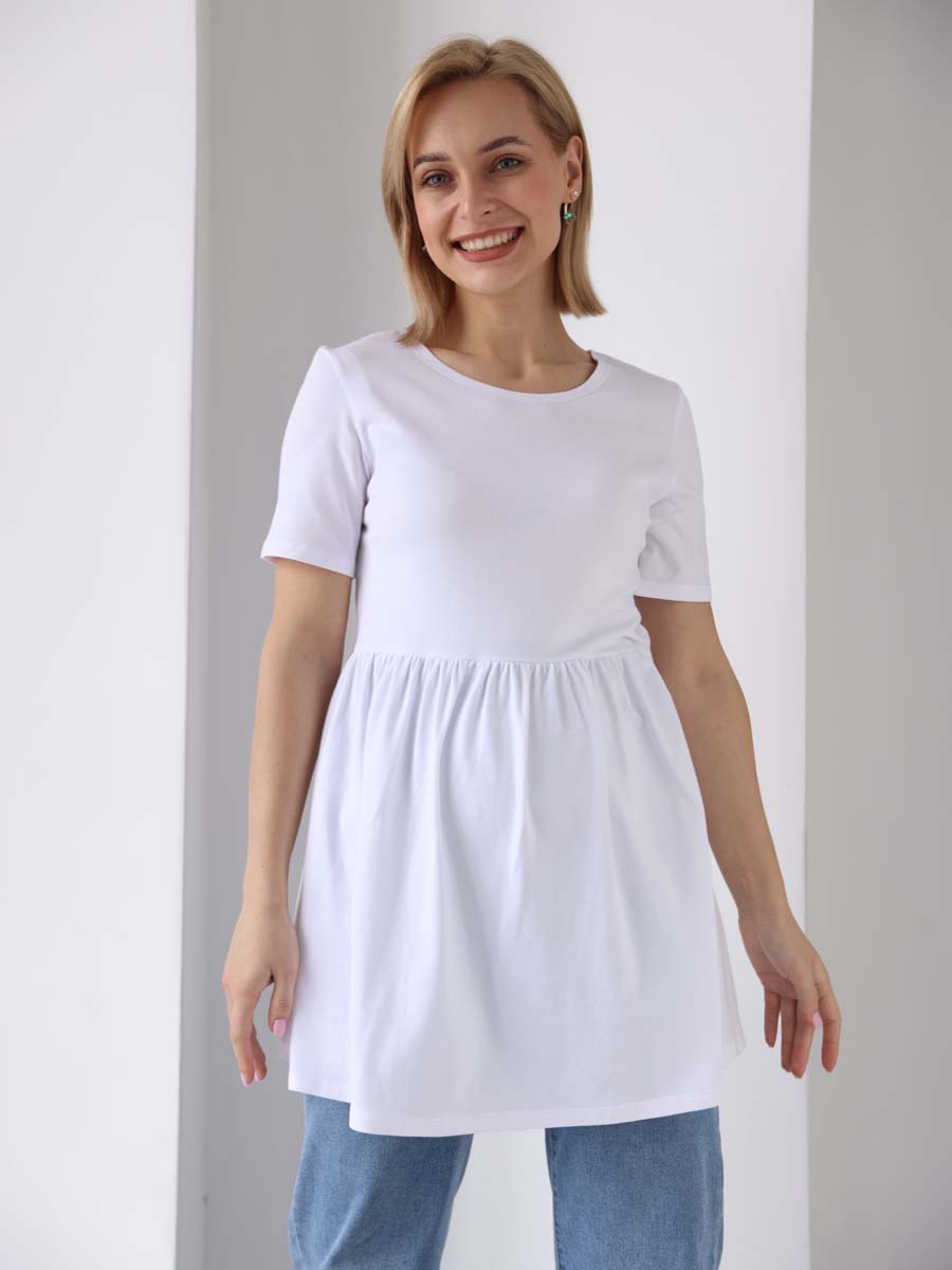 Футболка летняя женская для беременных 68302 туника белый белый