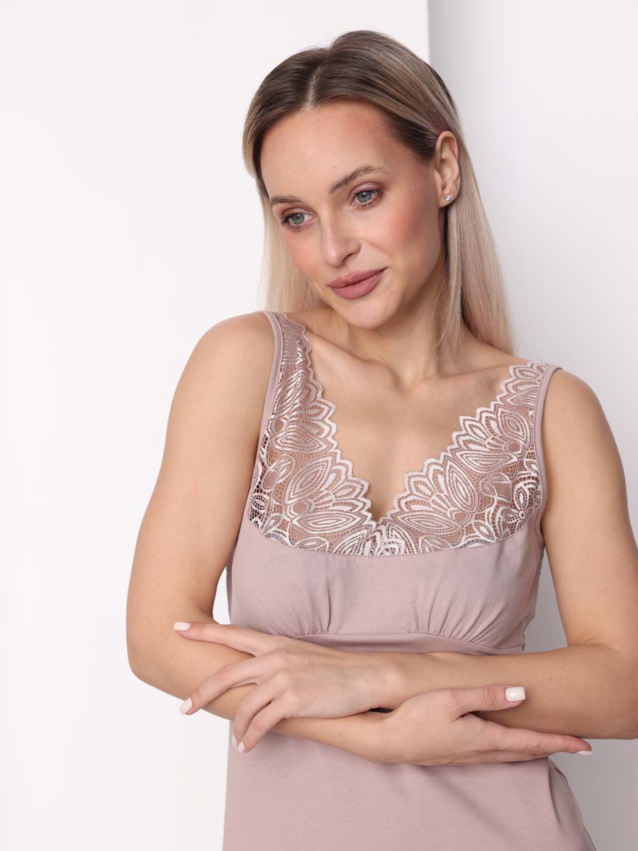 Ночная сорочка кружевная бежевый