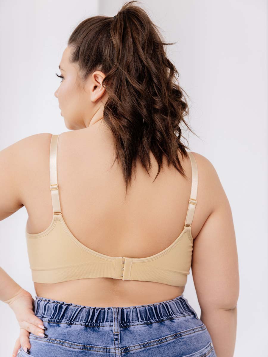 Бюстгальтер для кормления бесшовный без косточек бежевый