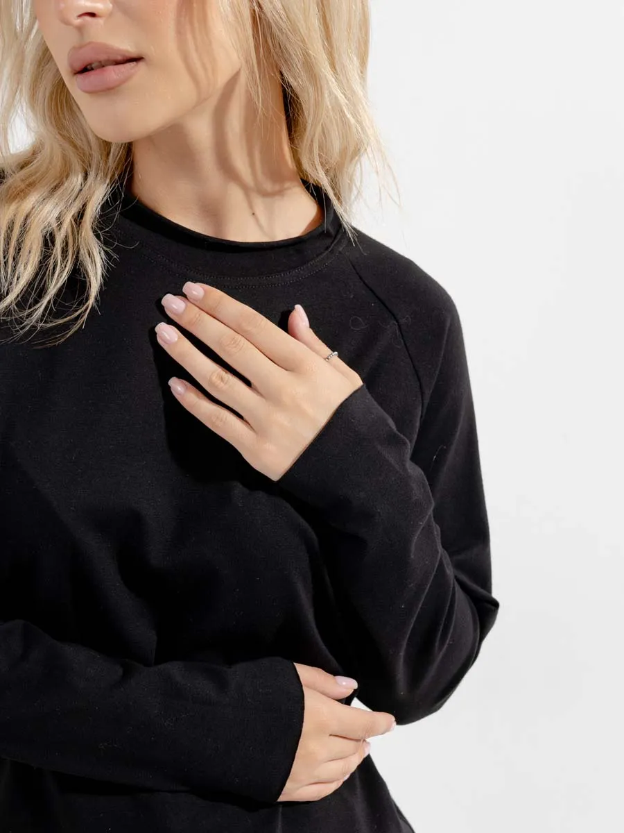 Лонгслив базовый джемпер осенний хлопок черный