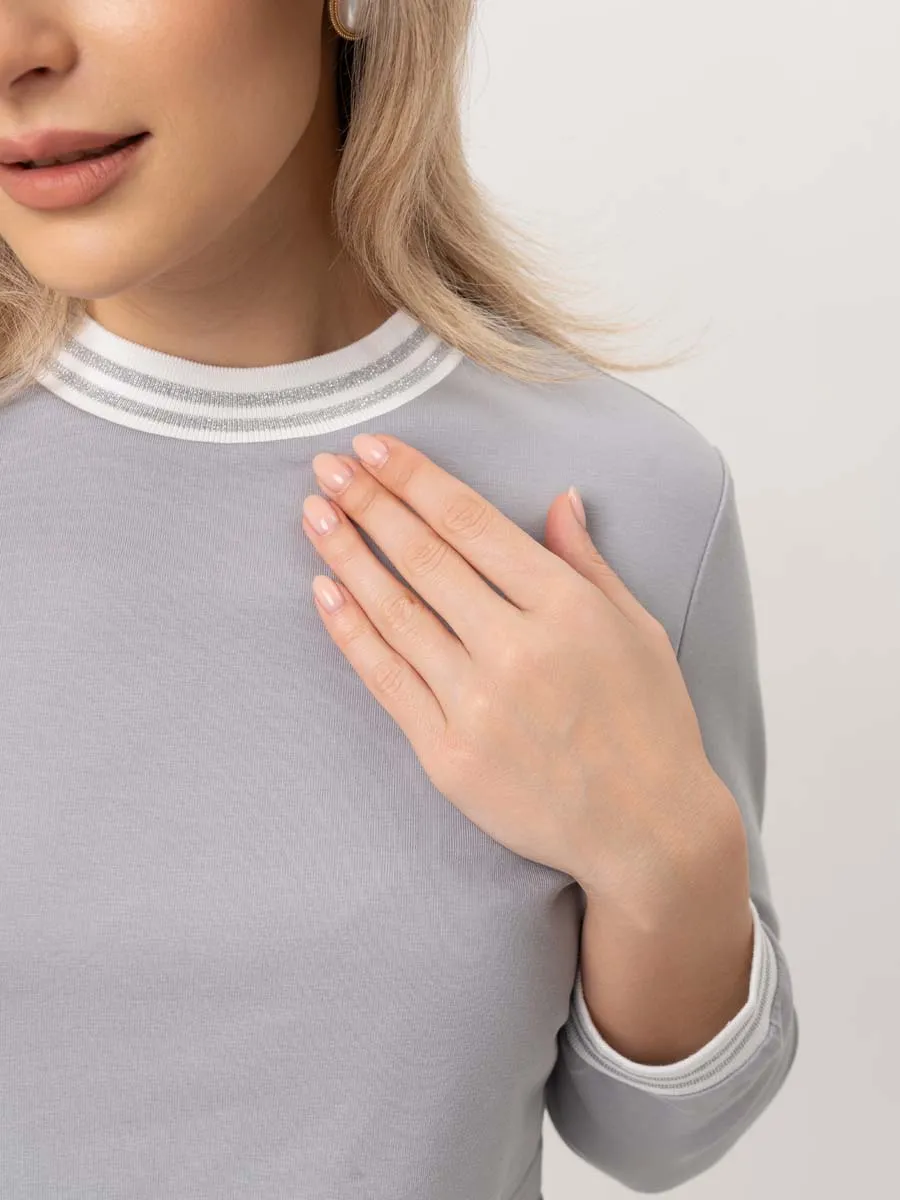 Платье в офис для беременных и кормящих 69114 серый