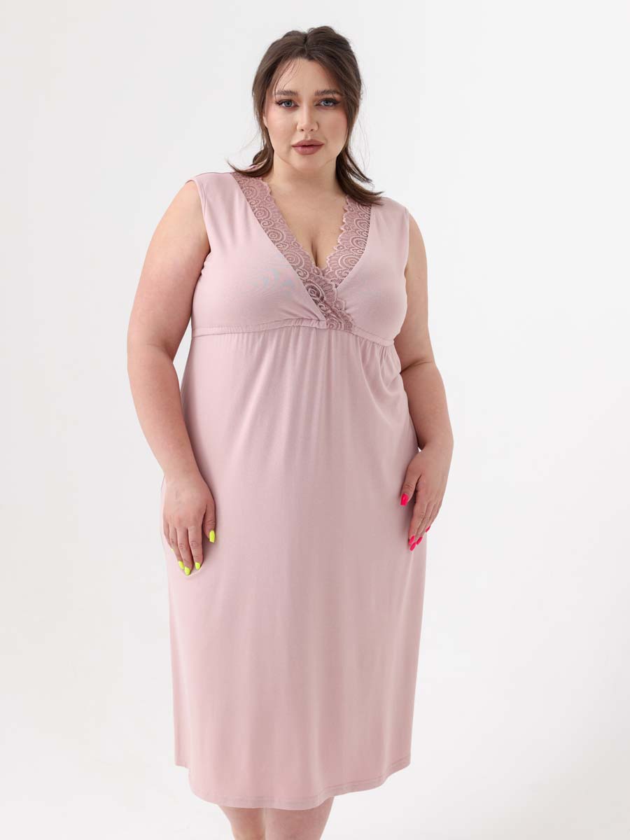 Халат с сорочкой большие размеры светло-коричневый