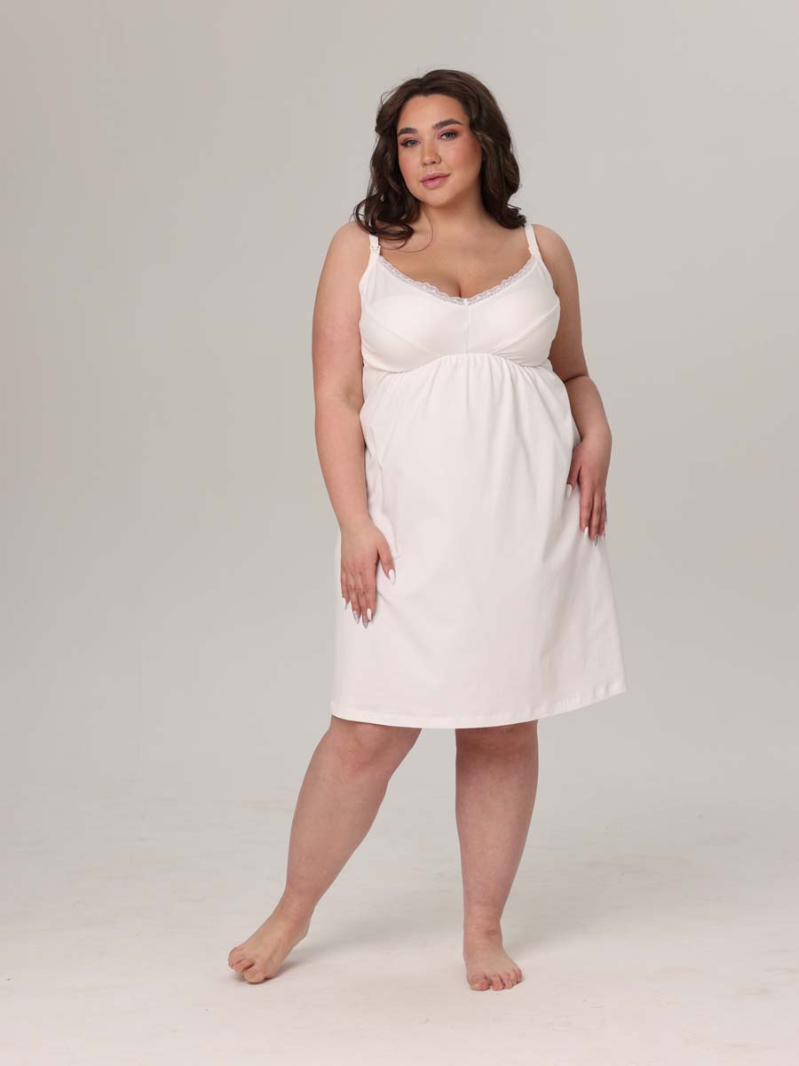 Сорочка в роддом ночнушка для беременных и кормящих молочный