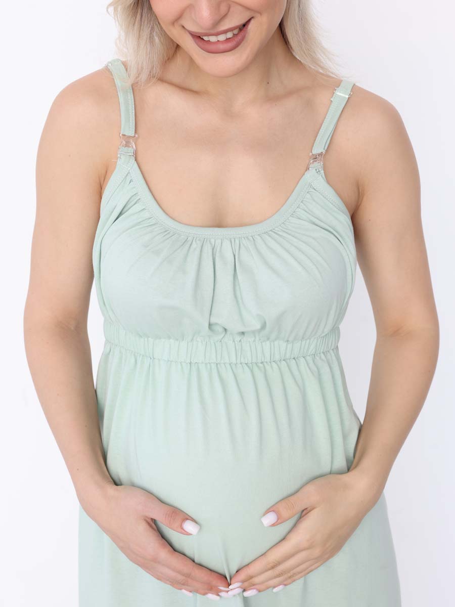 Халат и сорочка для беременных и кормящих в роддом костюм оливковый/молочный