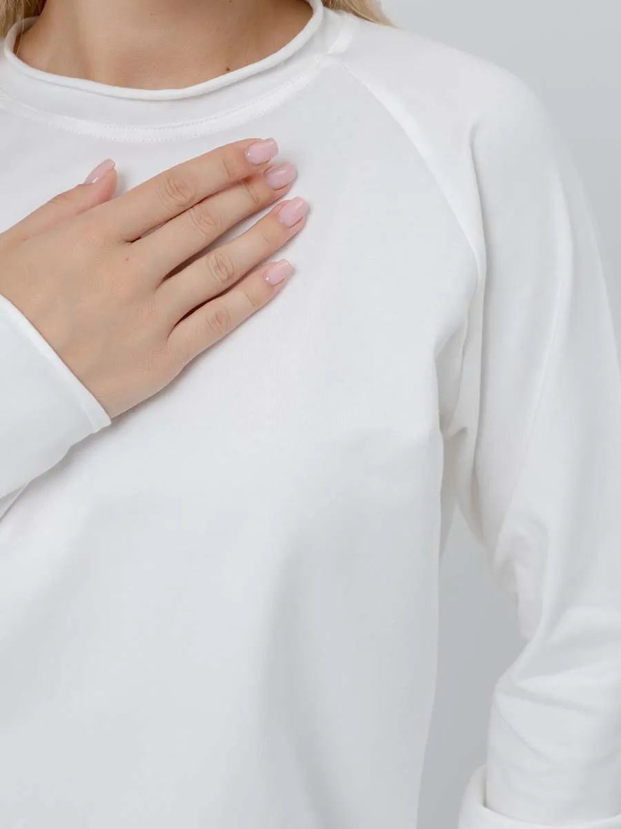 Лонгслив базовый с длинный рукавом джемпер хлопок молочный