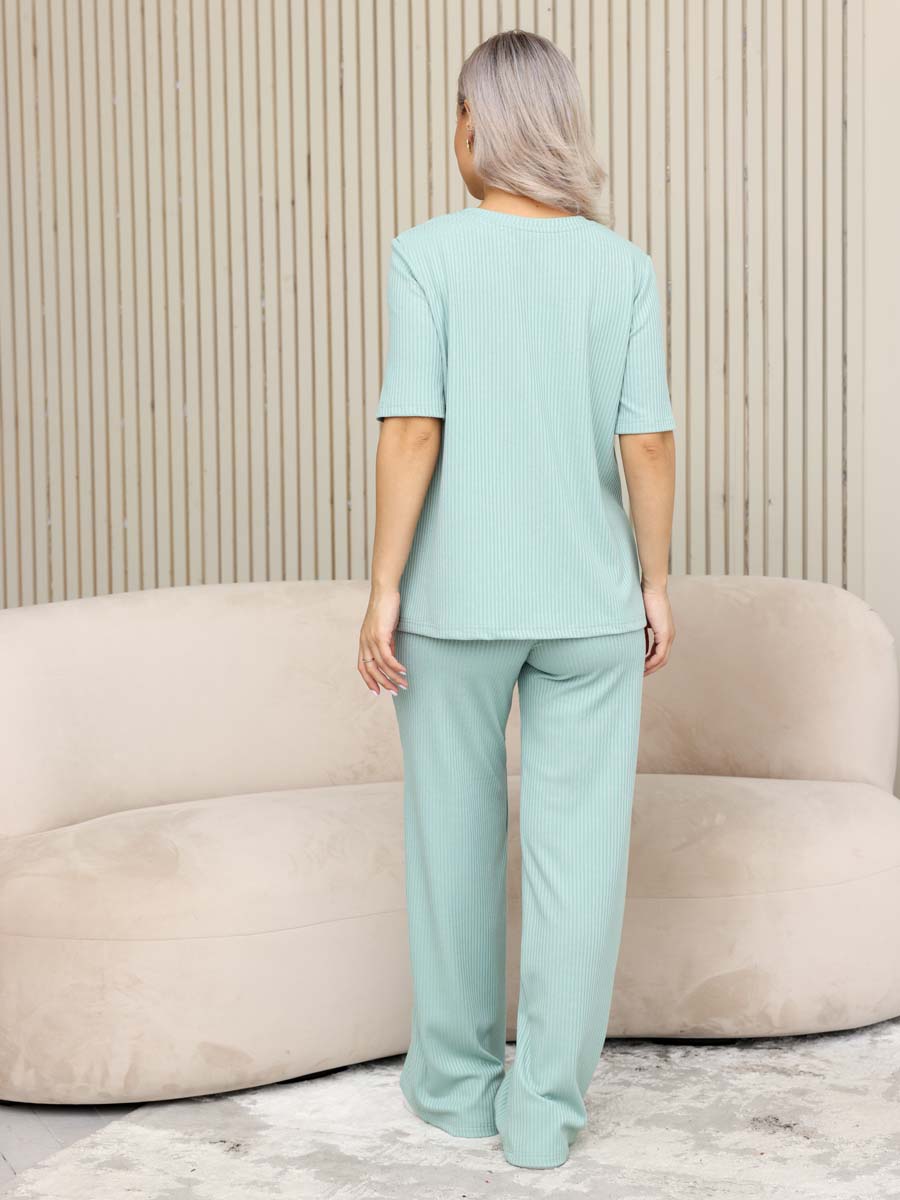 Костюм лапша летний брючный для беременных и кормящих 14132 мятный