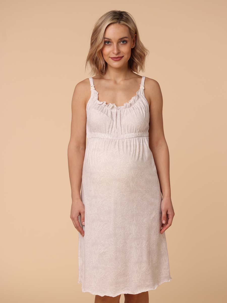 Костюм для беременных и кормления халат с сорочкой в роддом винный/молочный