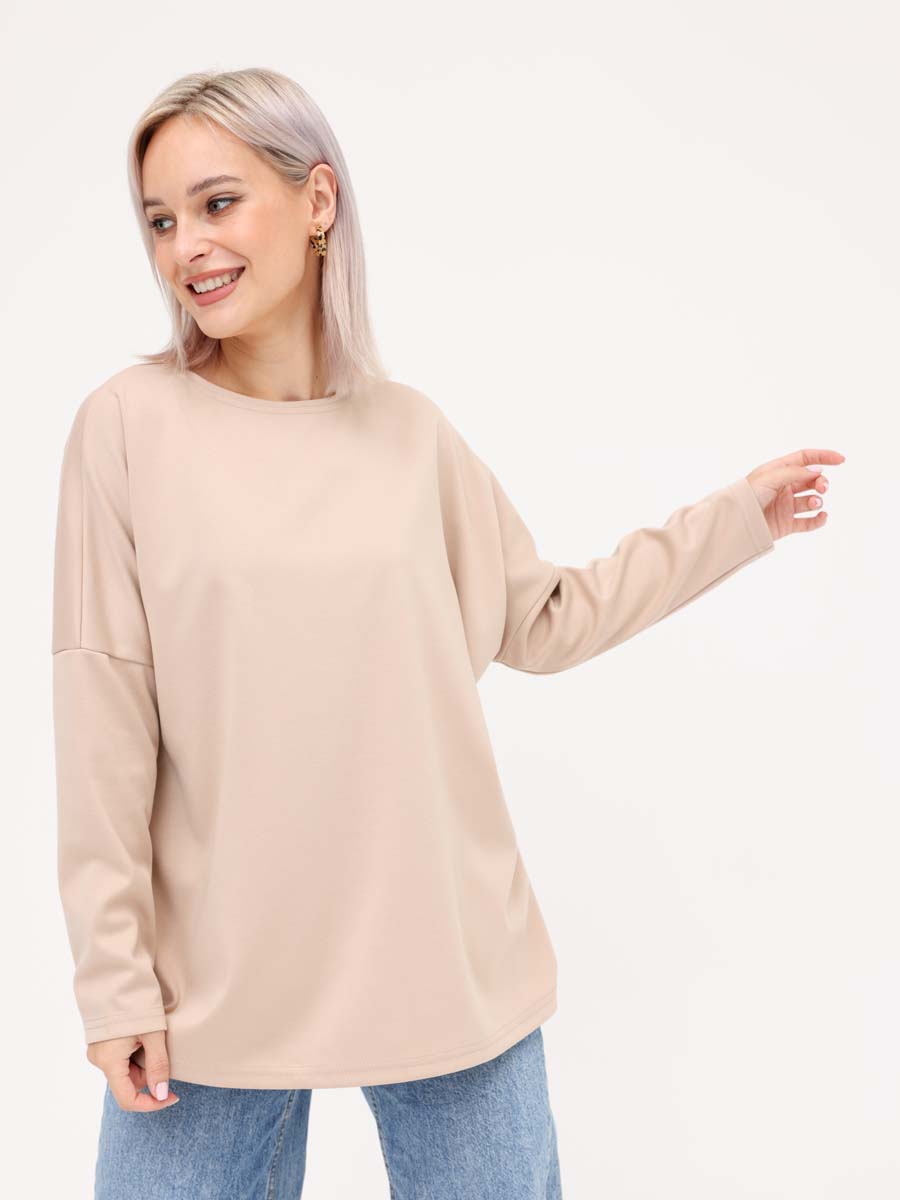 Джемпер оверсайз в офис 69811 лонгслив бежевый