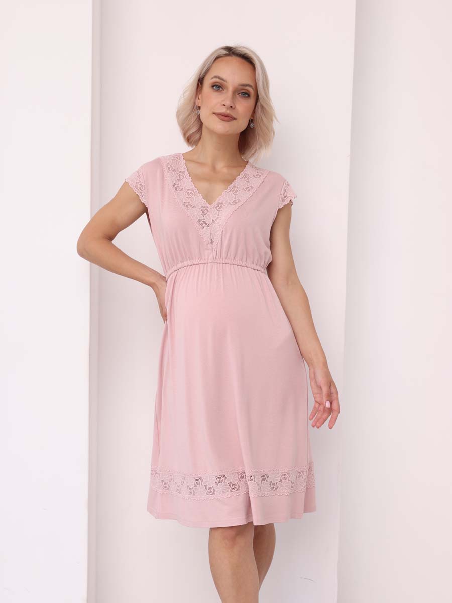Ночная сорочка для беременных и кормящих 48509 розовый