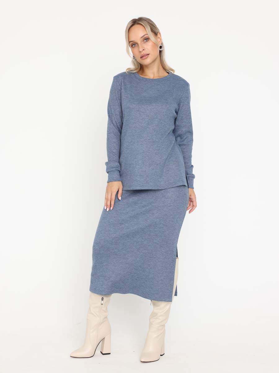 Костюм с юбкой для беременных в офис 70425 индиго