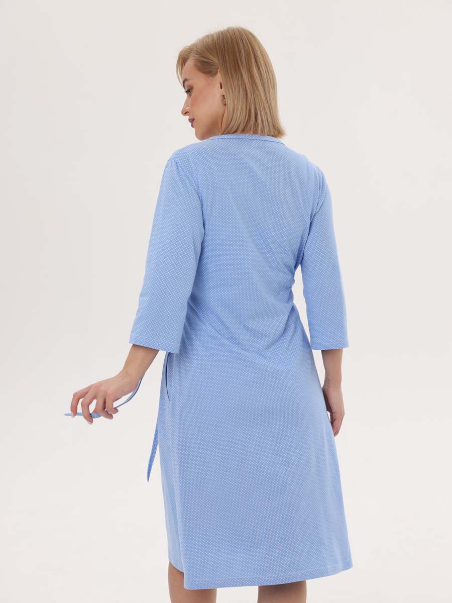 Комплект халат с сорочкой 24020 для беременных и кормящих голубой/белый