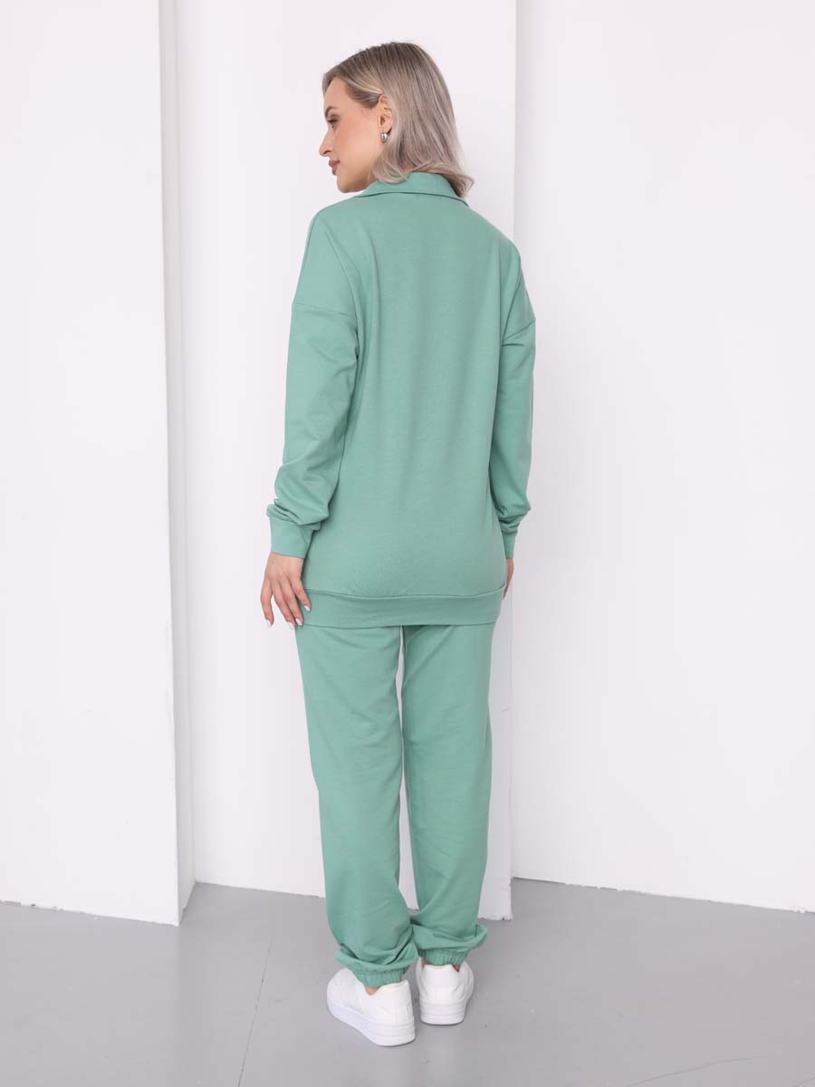 Костюм для беременных и кормящих трикотажный с брюками оливковый/зеленый