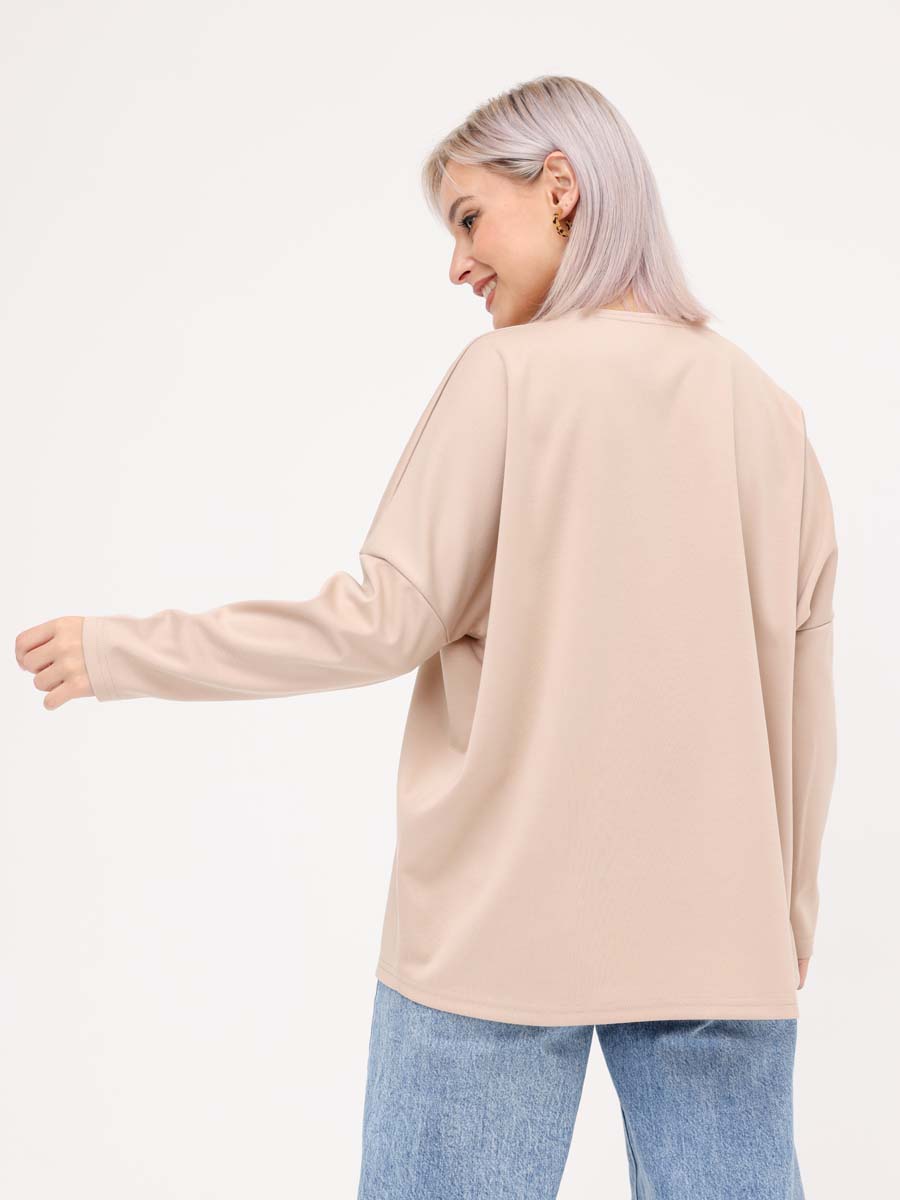 Джемпер оверсайз в офис 69811 лонгслив бежевый