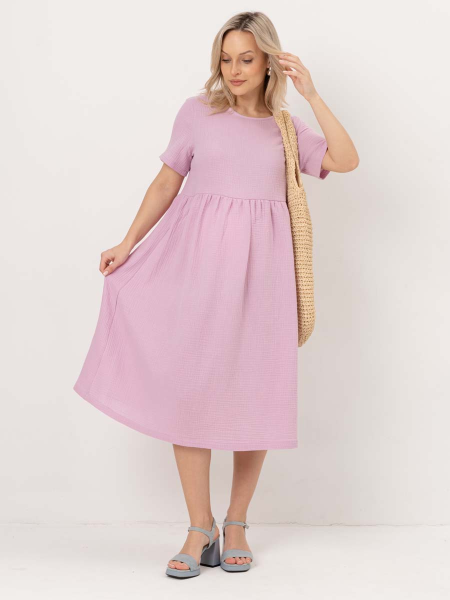 Летнее платье из муслина лавандовый