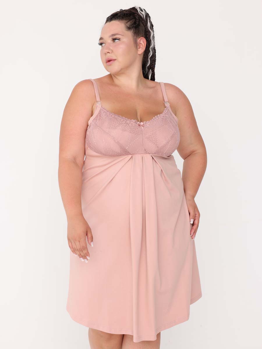 Комплект женский большие размеры 15728 для кормления пудровый